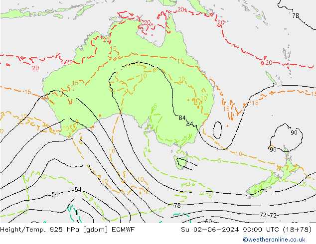 Height/Temp. 925 hPa ECMWF  02.06.2024 00 UTC