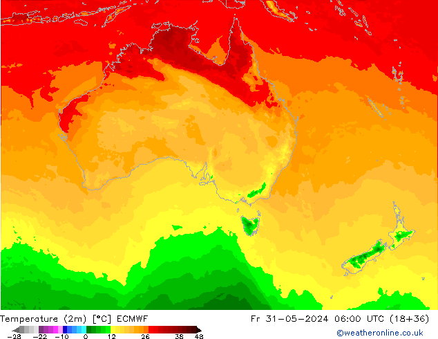 Temperatura (2m) ECMWF Sex 31.05.2024 06 UTC