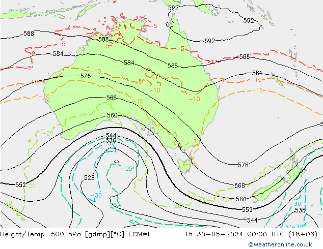 Z500/Rain (+SLP)/Z850 ECMWF Th 30.05.2024 00 UTC