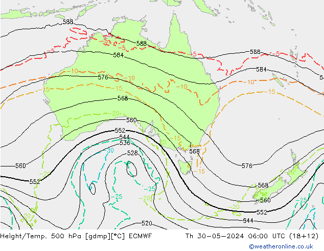 Z500/Yağmur (+YB)/Z850 ECMWF Per 30.05.2024 06 UTC