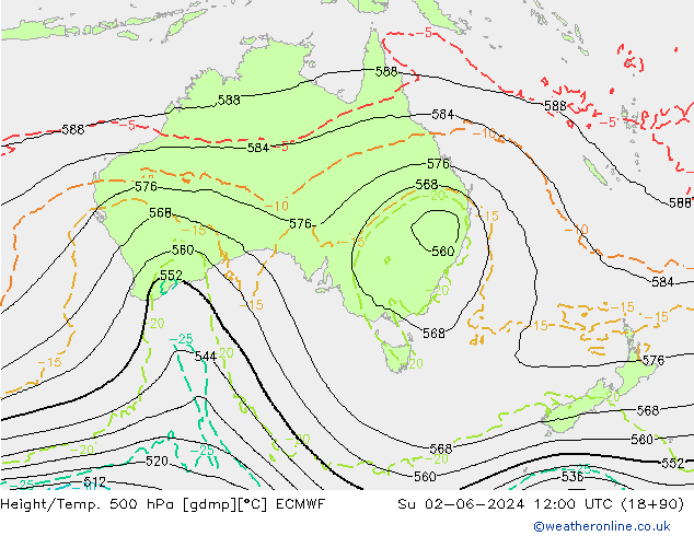 Z500/Rain (+SLP)/Z850 ECMWF Su 02.06.2024 12 UTC