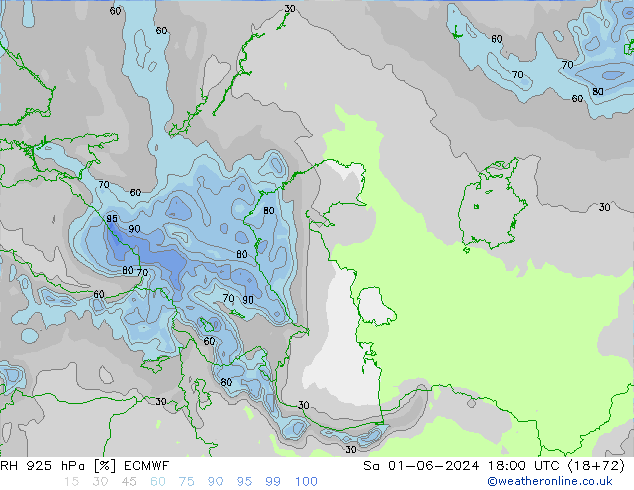 RH 925 hPa ECMWF Sa 01.06.2024 18 UTC