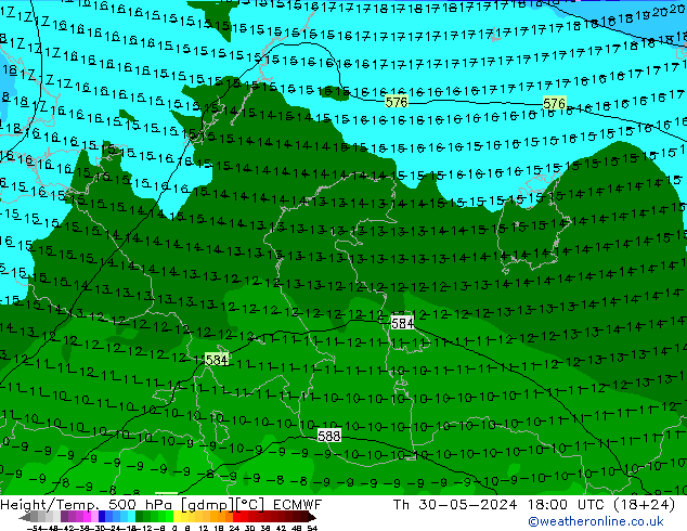 Z500/Rain (+SLP)/Z850 ECMWF чт 30.05.2024 18 UTC