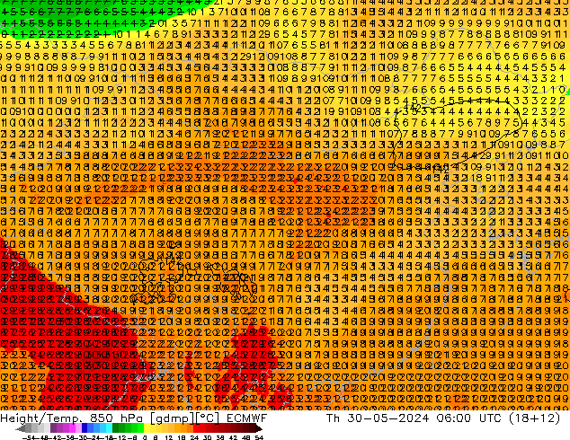 Z500/Rain (+SLP)/Z850 ECMWF jue 30.05.2024 06 UTC