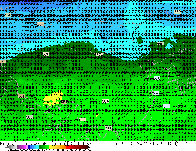 Z500/Rain (+SLP)/Z850 ECMWF jue 30.05.2024 06 UTC