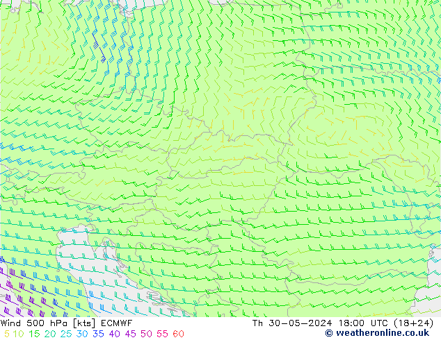 Wind 500 hPa ECMWF Th 30.05.2024 18 UTC