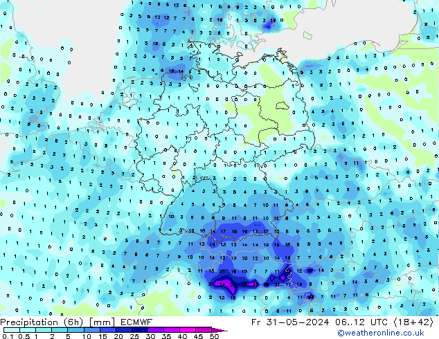 Z500/Regen(+SLP)/Z850 ECMWF vr 31.05.2024 12 UTC