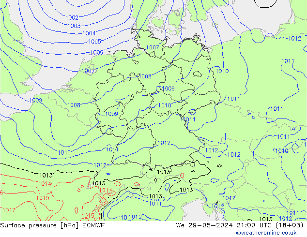 Luchtdruk (Grond) ECMWF wo 29.05.2024 21 UTC