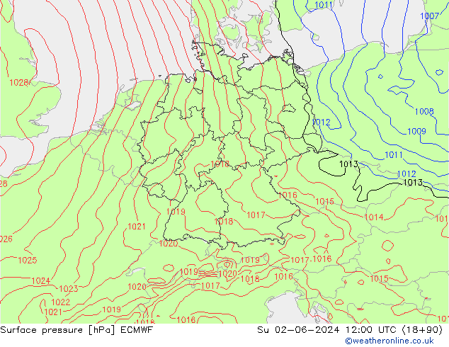 Bodendruck ECMWF So 02.06.2024 12 UTC