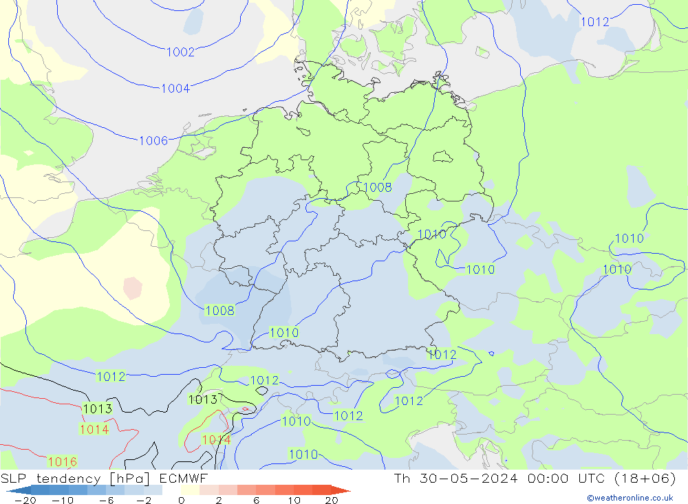 Tendencia de presión ECMWF jue 30.05.2024 00 UTC