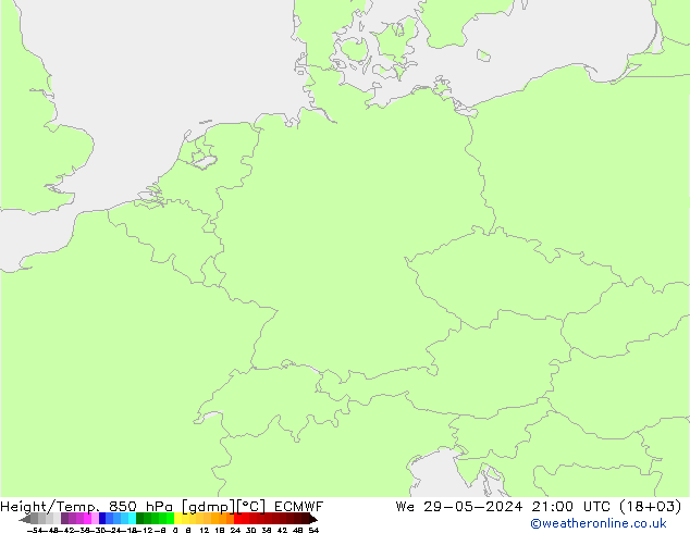 Height/Temp. 850 гПа ECMWF ср 29.05.2024 21 UTC