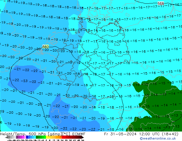 Z500/Regen(+SLP)/Z850 ECMWF vr 31.05.2024 12 UTC