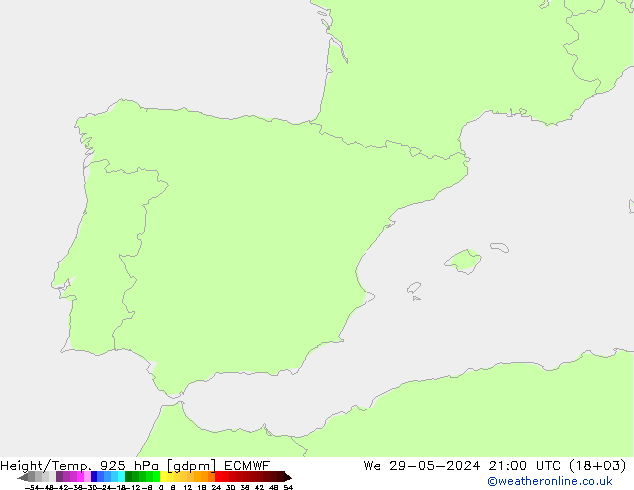 Yükseklik/Sıc. 925 hPa ECMWF Çar 29.05.2024 21 UTC