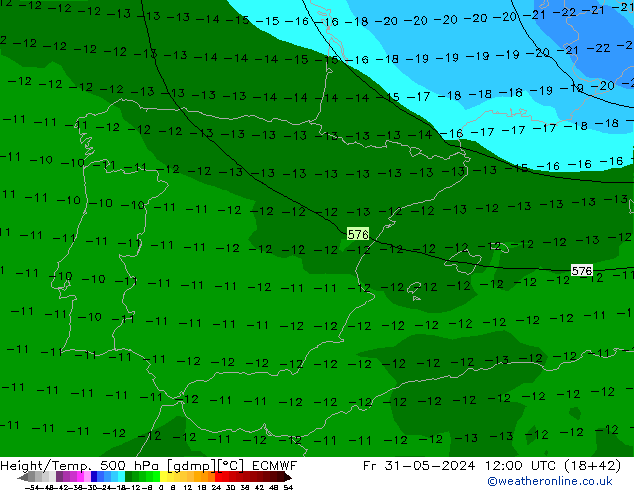 Z500/Rain (+SLP)/Z850 ECMWF ven 31.05.2024 12 UTC