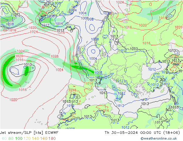 Polarjet/Bodendruck ECMWF Do 30.05.2024 00 UTC