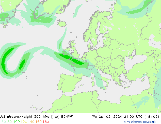 Straalstroom ECMWF wo 29.05.2024 21 UTC
