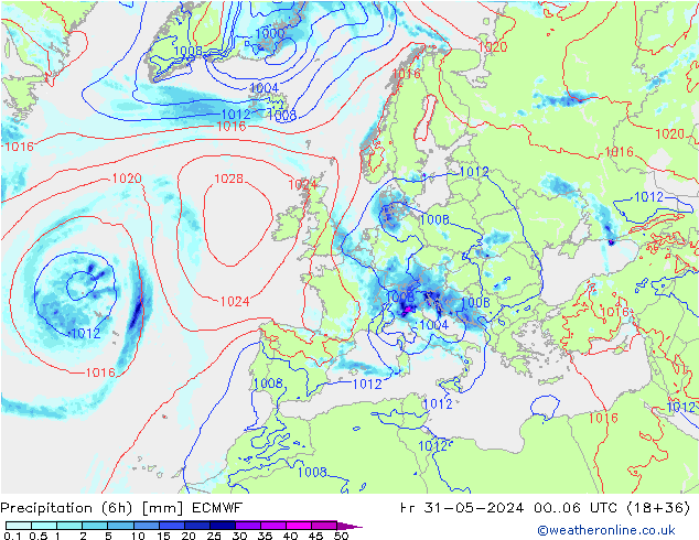 Z500/Rain (+SLP)/Z850 ECMWF пт 31.05.2024 06 UTC