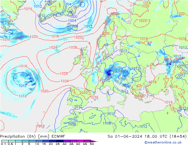 Z500/Rain (+SLP)/Z850 ECMWF сб 01.06.2024 00 UTC