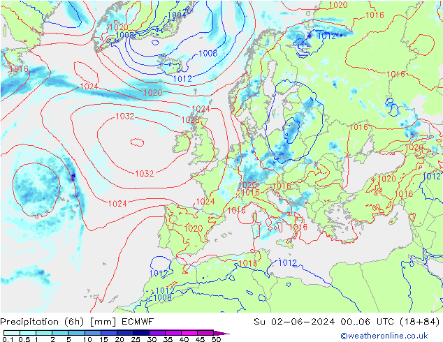 Z500/Rain (+SLP)/Z850 ECMWF Su 02.06.2024 06 UTC