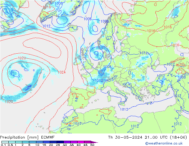 Niederschlag ECMWF Do 30.05.2024 00 UTC
