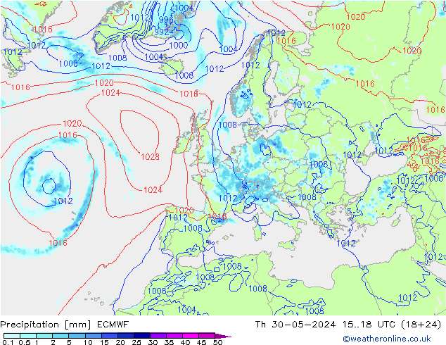 Niederschlag ECMWF Do 30.05.2024 18 UTC