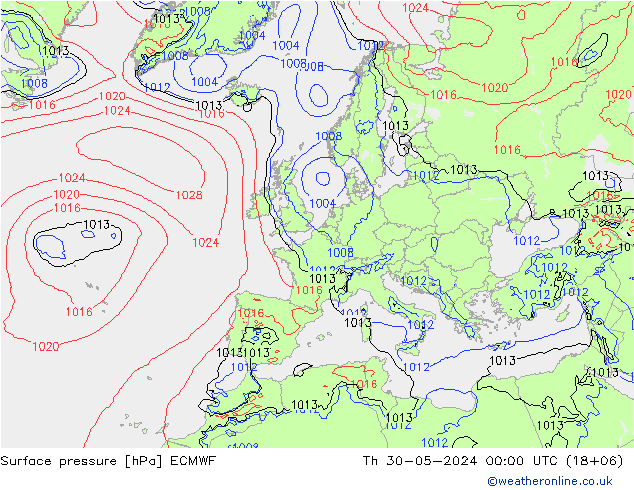Bodendruck ECMWF Do 30.05.2024 00 UTC