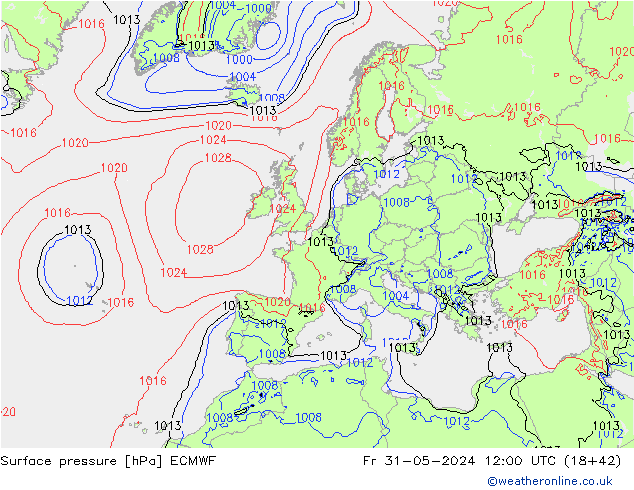 Surface pressure ECMWF Fr 31.05.2024 12 UTC