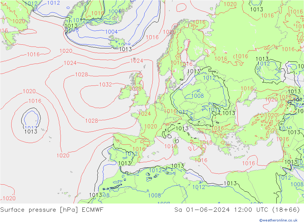 Bodendruck ECMWF Sa 01.06.2024 12 UTC