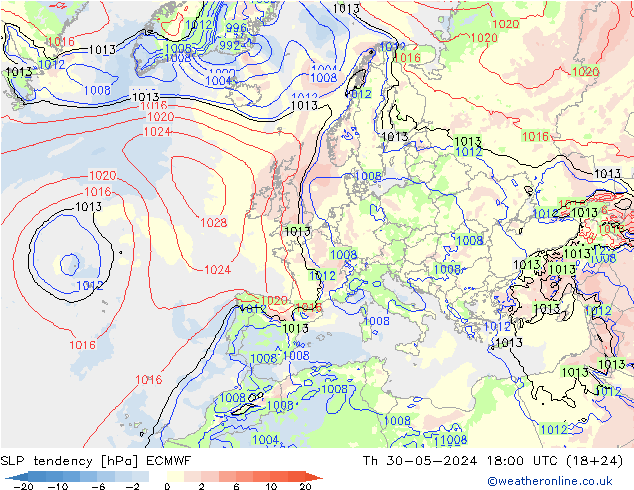 Drucktendenz ECMWF Do 30.05.2024 18 UTC