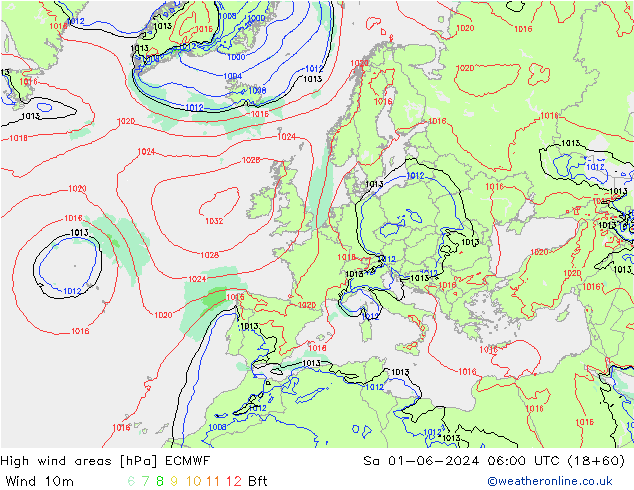 High wind areas ECMWF  01.06.2024 06 UTC