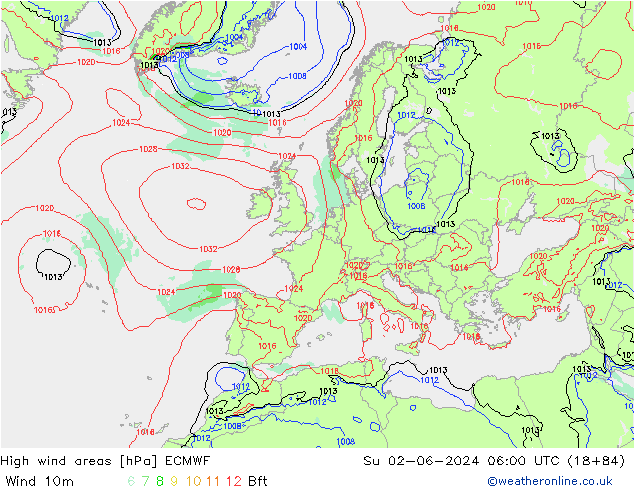 High wind areas ECMWF dim 02.06.2024 06 UTC