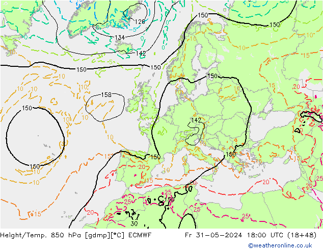 Z500/Rain (+SLP)/Z850 ECMWF Fr 31.05.2024 18 UTC