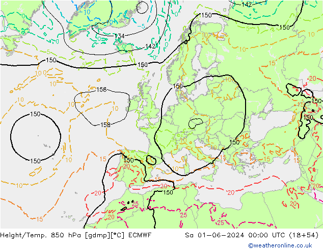 Height/Temp. 850 гПа ECMWF сб 01.06.2024 00 UTC