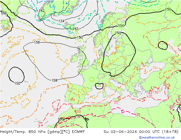 Z500/Rain (+SLP)/Z850 ECMWF Su 02.06.2024 00 UTC