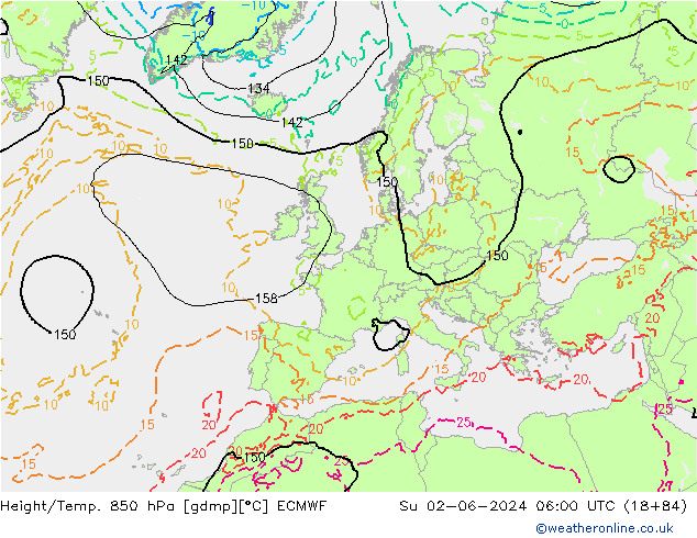 Z500/Rain (+SLP)/Z850 ECMWF Su 02.06.2024 06 UTC