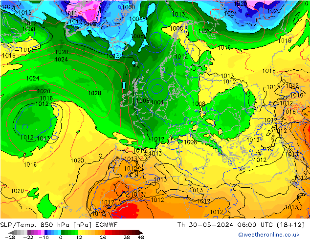 SLP/Temp. 850 hPa ECMWF gio 30.05.2024 06 UTC