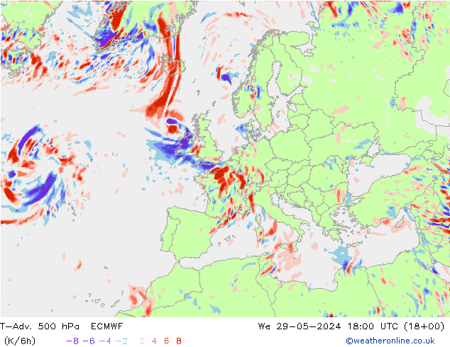 T-Adv. 500 hPa ECMWF We 29.05.2024 18 UTC