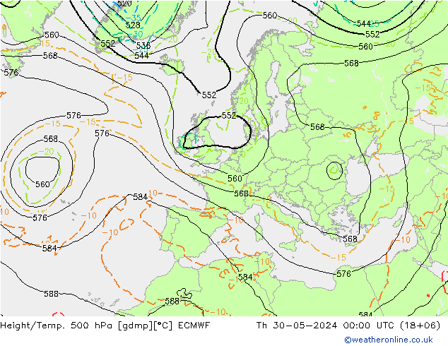 Z500/Yağmur (+YB)/Z850 ECMWF Per 30.05.2024 00 UTC