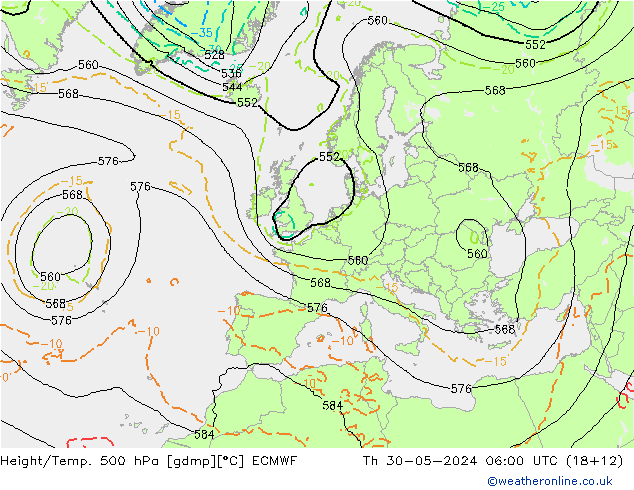 Z500/Rain (+SLP)/Z850 ECMWF Qui 30.05.2024 06 UTC