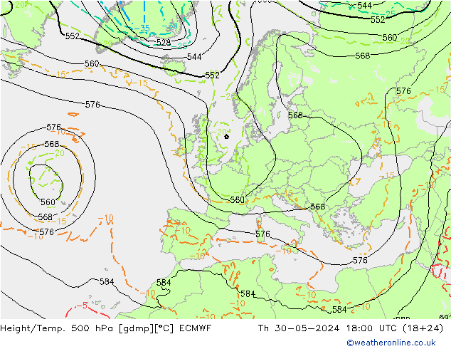 Géop./Temp. 500 hPa ECMWF jeu 30.05.2024 18 UTC