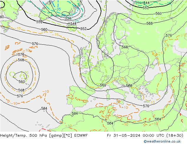 Z500/Rain (+SLP)/Z850 ECMWF Sex 31.05.2024 00 UTC