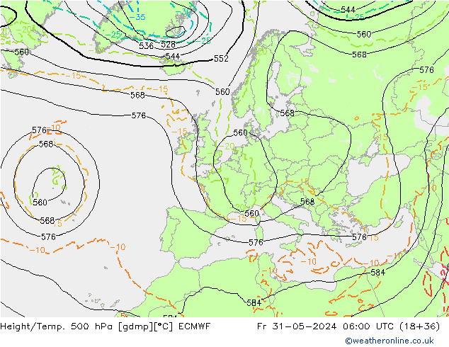 Z500/Rain (+SLP)/Z850 ECMWF пт 31.05.2024 06 UTC