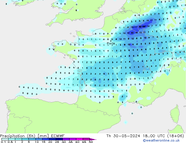 Z500/Rain (+SLP)/Z850 ECMWF Do 30.05.2024 00 UTC