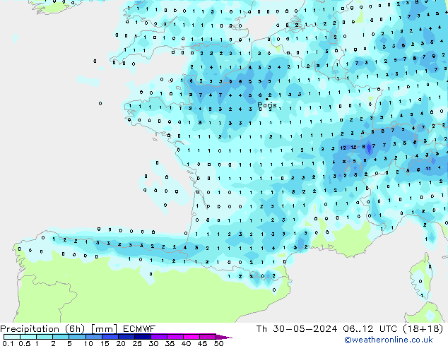 Z500/Rain (+SLP)/Z850 ECMWF Qui 30.05.2024 12 UTC