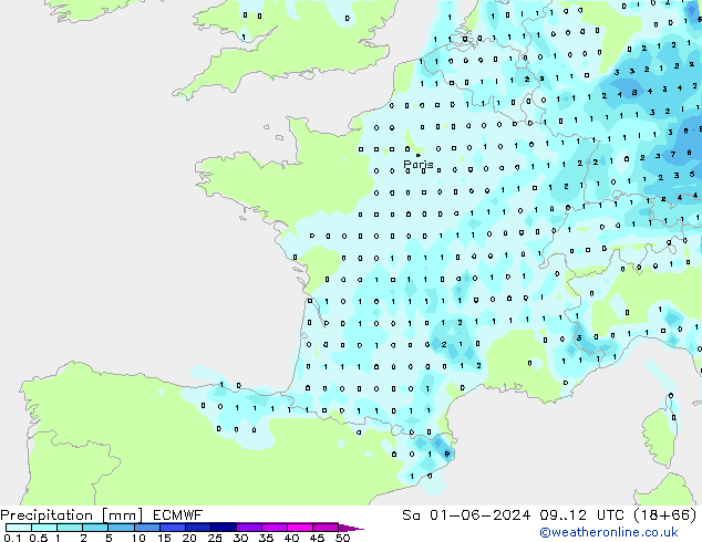 Precipitation ECMWF Sa 01.06.2024 12 UTC