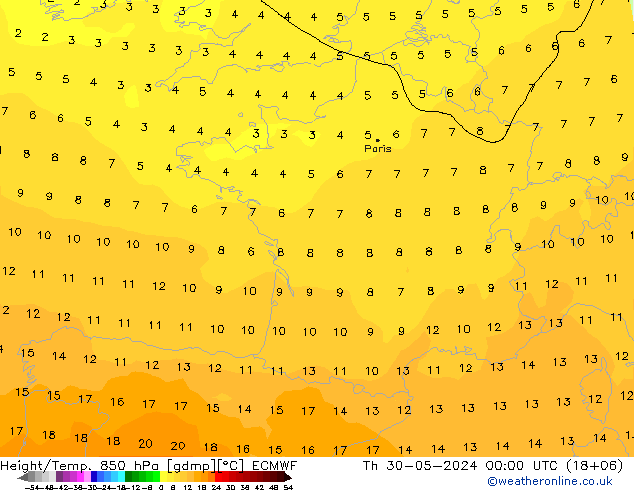 Z500/Rain (+SLP)/Z850 ECMWF Do 30.05.2024 00 UTC