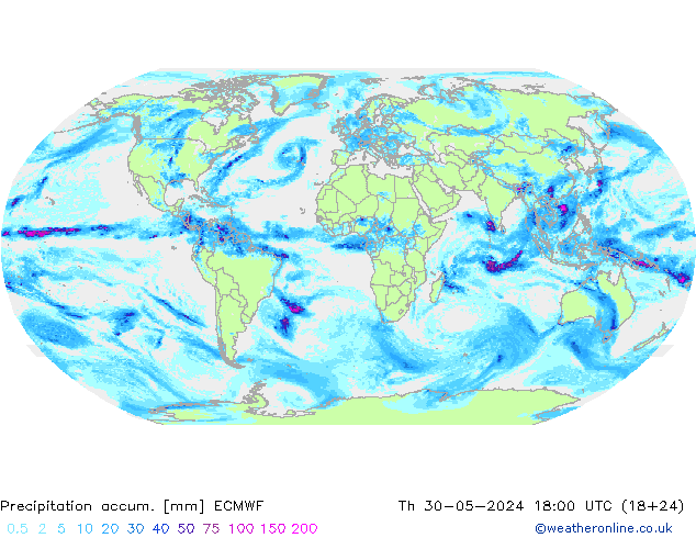 Precipitation accum. ECMWF Qui 30.05.2024 18 UTC