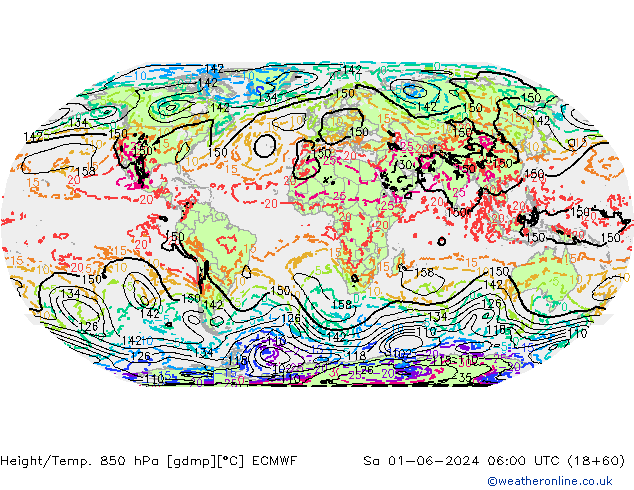 Yükseklik/Sıc. 850 hPa ECMWF Cts 01.06.2024 06 UTC