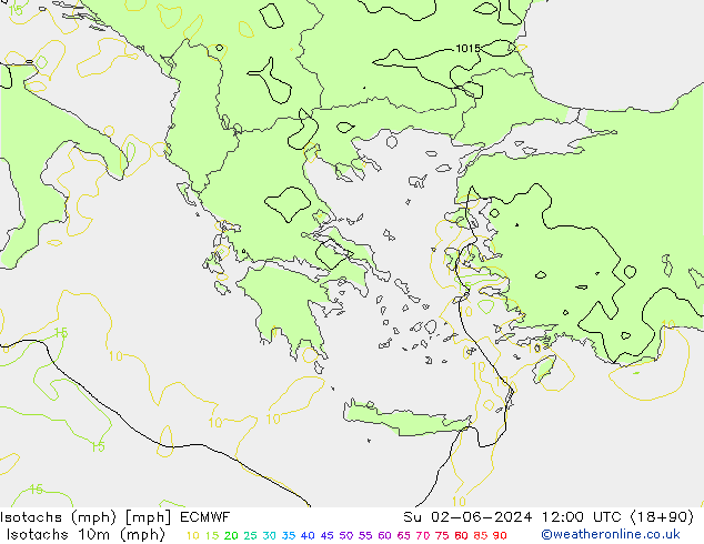 Isotaca (mph) ECMWF dom 02.06.2024 12 UTC