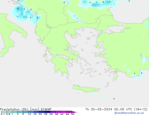 Precipitação (6h) ECMWF Qui 30.05.2024 06 UTC